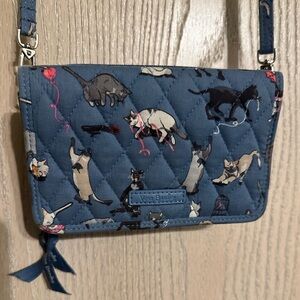 Vera Bradley Blue Cat Pattern Quilted Crossbody